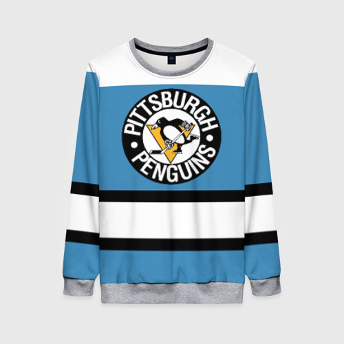 Женский свитшот 3D с принтом Pittsburgh Penguins blue, вид спереди #2