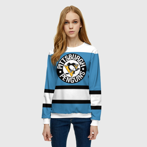 Женский свитшот 3D Pittsburgh Penguins blue, цвет 3D печать - фото 3