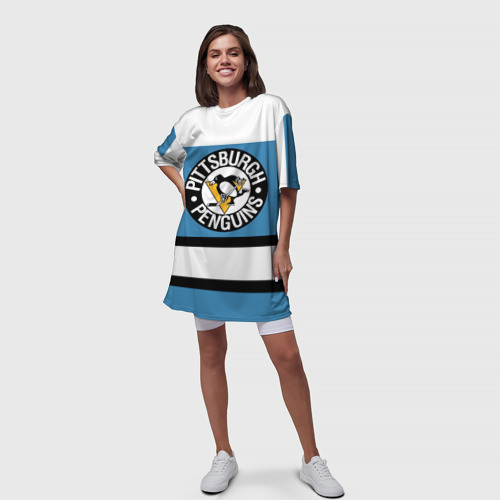 Платье-футболка 3D Pittsburgh Penguins blue, цвет 3D печать - фото 5