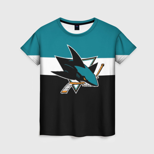 Женская футболка 3D с принтом San Jose Sharks, вид спереди #2