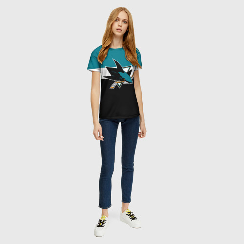 Женская футболка 3D с принтом San Jose Sharks, вид сбоку #3