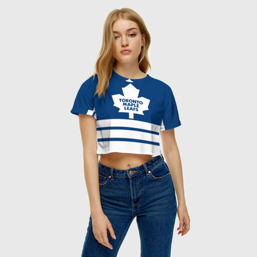 Женская футболка Crop-top 3D Toronto Maple Leafs - фото 3