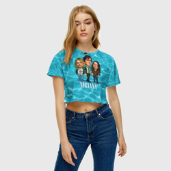 Женская футболка Crop-top 3D Шаржи группа Nirvana - фото 2