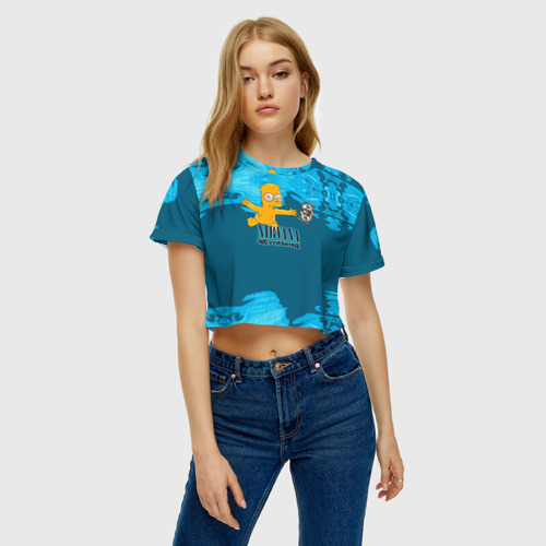 Женская футболка Crop-top 3D Nirvana & Simpson, цвет 3D печать - фото 4
