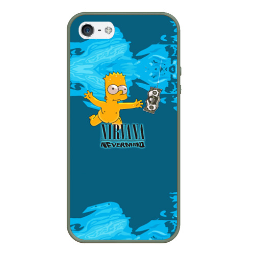 Чехол для iPhone 5/5S матовый Nirvana & Simpson, цвет темно-зеленый