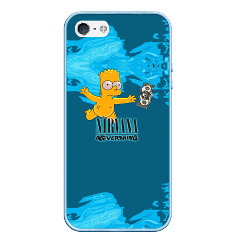 Чехол для iPhone 5/5S матовый Nirvana & Simpson, цвет голубой
