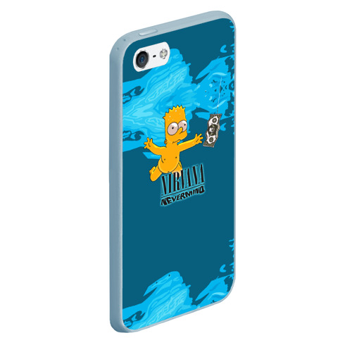 Чехол для iPhone 5/5S матовый Nirvana & Simpson, цвет голубой - фото 3