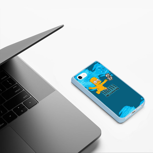 Чехол для iPhone 5/5S матовый Nirvana & Simpson, цвет голубой - фото 5