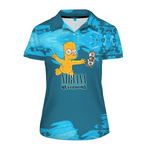 Женская рубашка поло 3D Nirvana & Simpson Фото 01 Женская рубашка поло 3D Nirvana & Simpson Фото 01