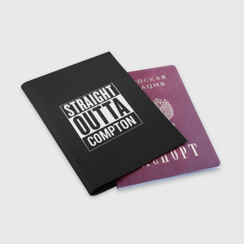 Обложка для паспорта матовая кожа Straight Outta Compton, цвет черный - фото 3