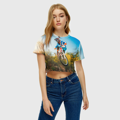 Женская футболка Crop-top 3D МТБ, цвет 3D печать - фото 3