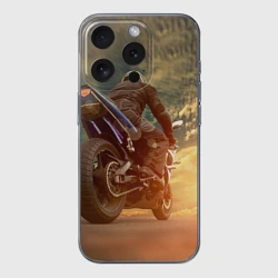 Чехол для iPhone 15 Pro Max силиконовый с защитой камеры Мото