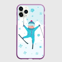 Чехол для iPhone 11 Pro матовый Лыжник