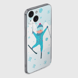 Чехол для iPhone 15 силиконовый с защитой камеры Лыжник - фото 2