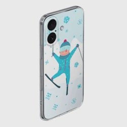 Чехол для iPhone 16 силиконовый с защитой камеры Лыжник - фото 2