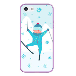 Чехол для iPhone 5/5S матовый Лыжник