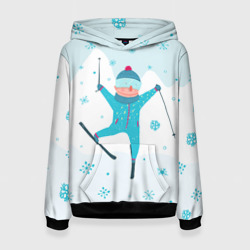 Женская толстовка 3D Лыжник