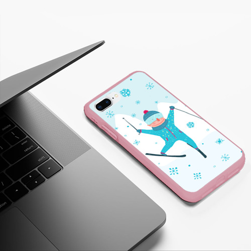 Чехол для iPhone 7Plus/8 Plus матовый Лыжник, цвет баблгам - фото 5