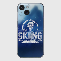 Чехол для iPhone 15 силиконовый с защитой камеры Лыжный спорт