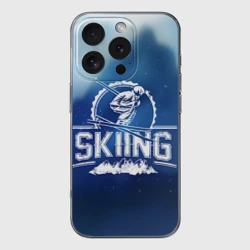 Чехол для iPhone 16 Pro силиконовый с защитой камеры Лыжный спорт