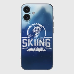 Чехол для iPhone 16 силиконовый с защитой камеры Лыжный спорт