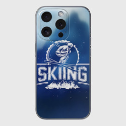 Чехол для iPhone 15 Pro Max силиконовый с защитой камеры Лыжный спорт