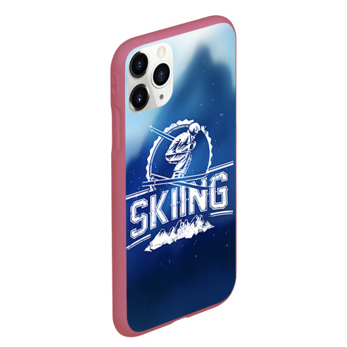 Чехол для iPhone 11 Pro Max матовый Лыжный спорт, цвет малиновый - фото 3