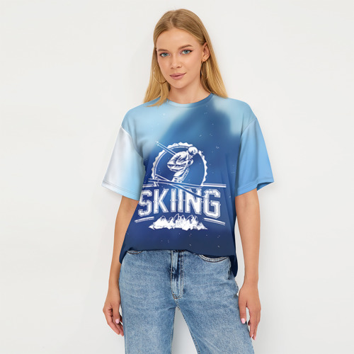Женская футболка oversize 3D Лыжный спорт, цвет 3D печать - фото 5