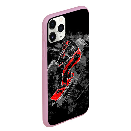 Чехол для iPhone 11 Pro Max матовый Сноубордист, цвет розовый - фото 3