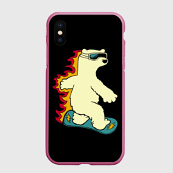 Чехол для iPhone XS Max матовый Мишка на борде