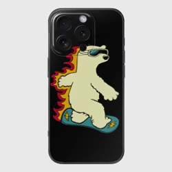 Чехол для iPhone 16 Pro Max силиконовый с защитой камеры Мишка на борде