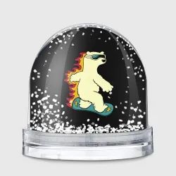 Игрушка Снежный шар Мишка на борде