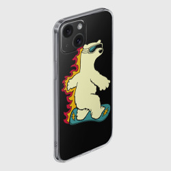 Чехол для iPhone 15 силиконовый с защитой камеры Мишка на борде - фото 2