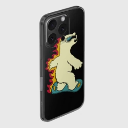 Чехол для iPhone 16 Pro Max силиконовый с защитой камеры Мишка на борде - фото 2