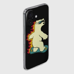 Чехол для iPhone 16 силиконовый с защитой камеры Мишка на борде - фото 2