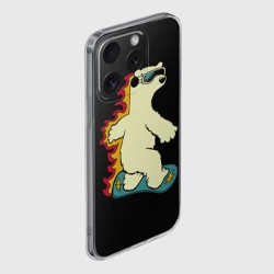 Чехол для iPhone 15 Pro Max силиконовый с защитой камеры Мишка на борде - фото 2