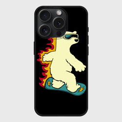 Чехол силиконовый для Apple iPhone 15 Pro матовый Мишка на борде
