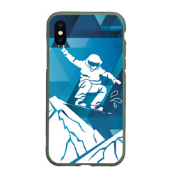 Чехол для iPhone XS Max матовый Горы и сноубордист