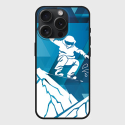 Чехол силиконовый для Apple iPhone 15 Pro матовый Горы и сноубордист
