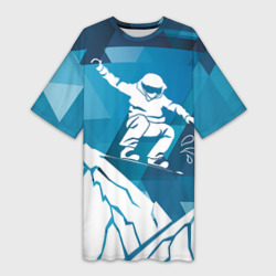 Платье-футболка 3D Горы и сноубордист