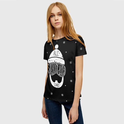 Женская футболка 3D Бородатый сноубордист - фото 3