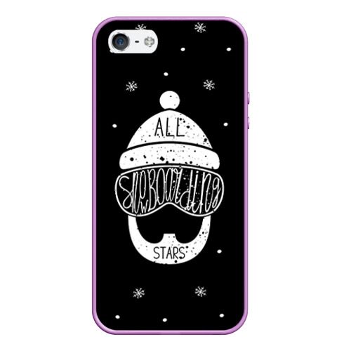Чехол для iPhone 5/5S матовый Бородатый сноубордист, цвет сиреневый