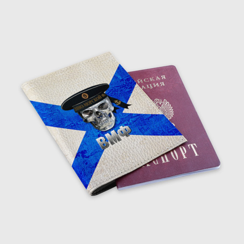 Обложка для паспорта матовая кожа ВМФ, цвет черный - фото 3
