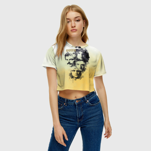 Женская футболка Crop-top 3D Queen группа, цвет 3D печать - фото 4