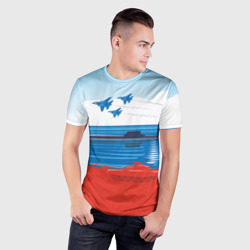 Мужская футболка 3D Slim Триколор России - фото 2