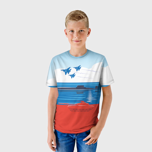 Детская футболка 3D Триколор России, цвет 3D печать - фото 3