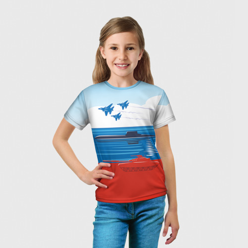 Детская футболка 3D Триколор России, цвет 3D печать - фото 5