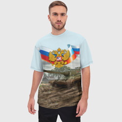 Мужская футболка oversize 3D Танк и символика РФ - фото 2