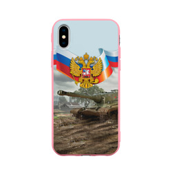 Чехол для iPhone X матовый Танк и символика РФ