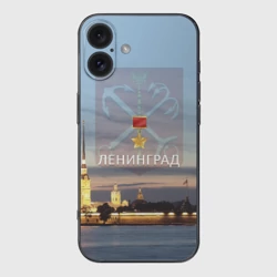 Чехол для iPhone 16 силиконовый с защитой камеры Город-герой Ленинград